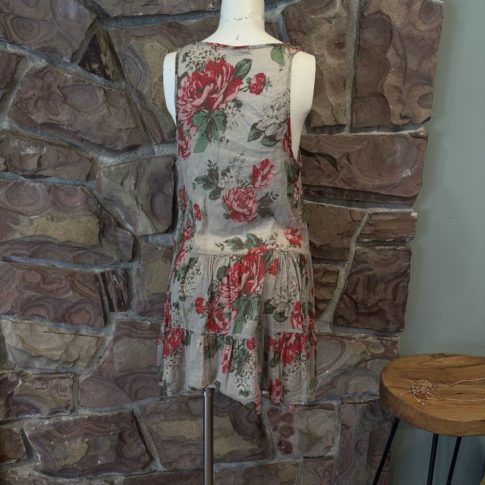 Floral Short Sleeve Viscose Above Knee Dress Made In Italy Pink Size XL’M”actual - Picture 6 of 12